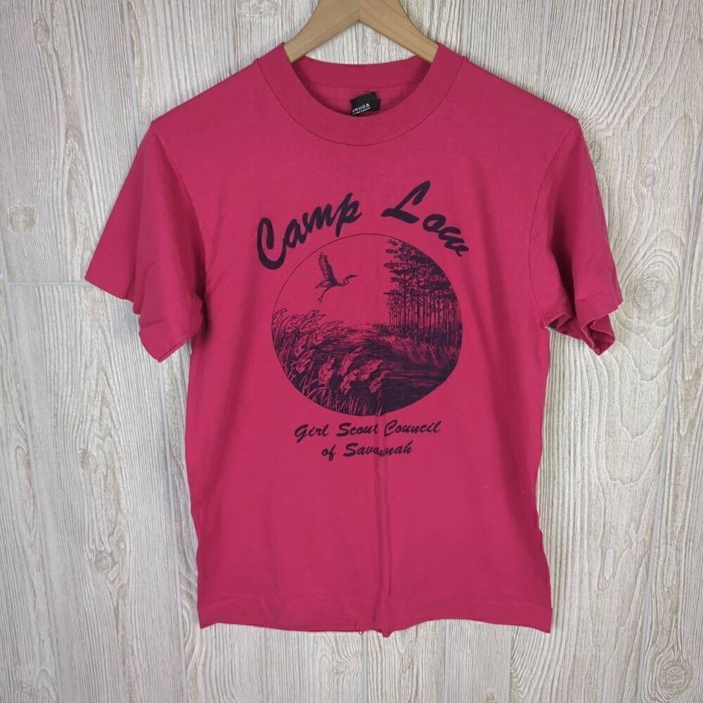 Vintage Screen Stars Adult Medium Pink Camp Law Girl Scouts Savannah GA T-Shirt